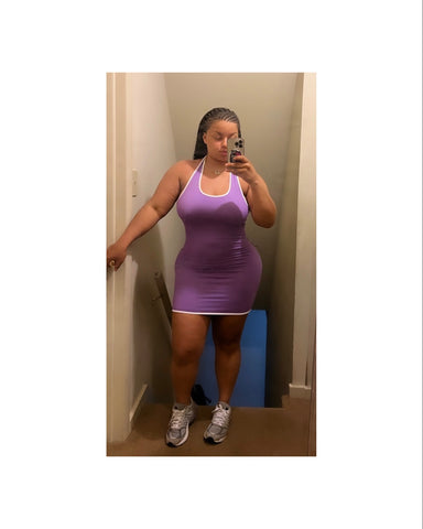 Sporty Chic Mini Dress(Purple)